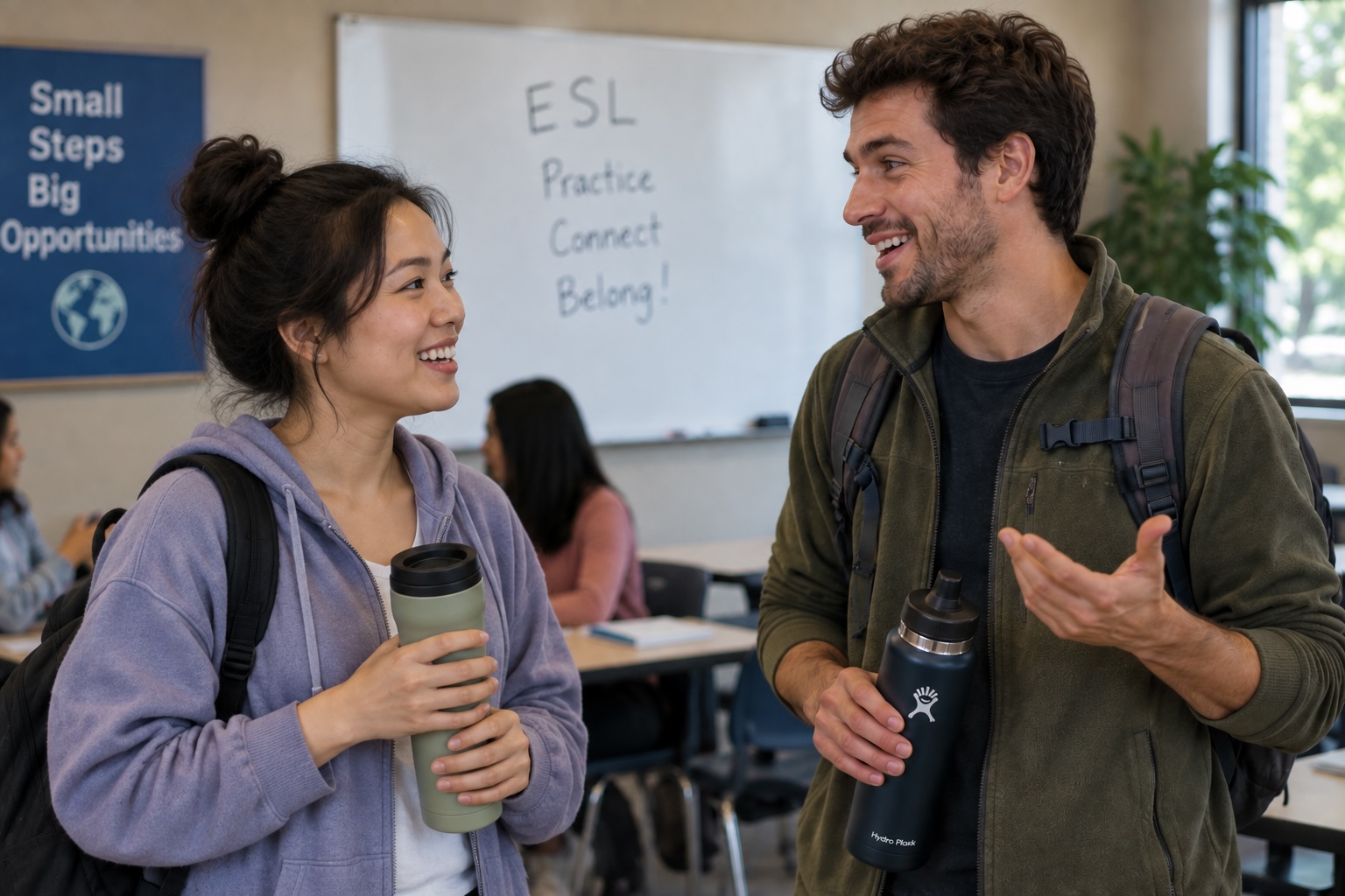 Maya and Daniel talking together
